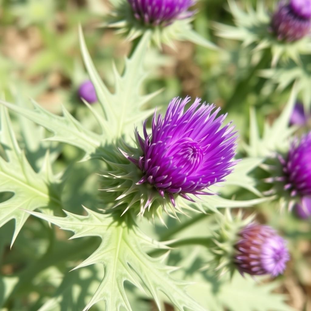 Milk thistle plant with purple flowers, a key ingredient in liver detox supplements Milk thistle plant with purple flowers, a key ingredient in liver detox supplements