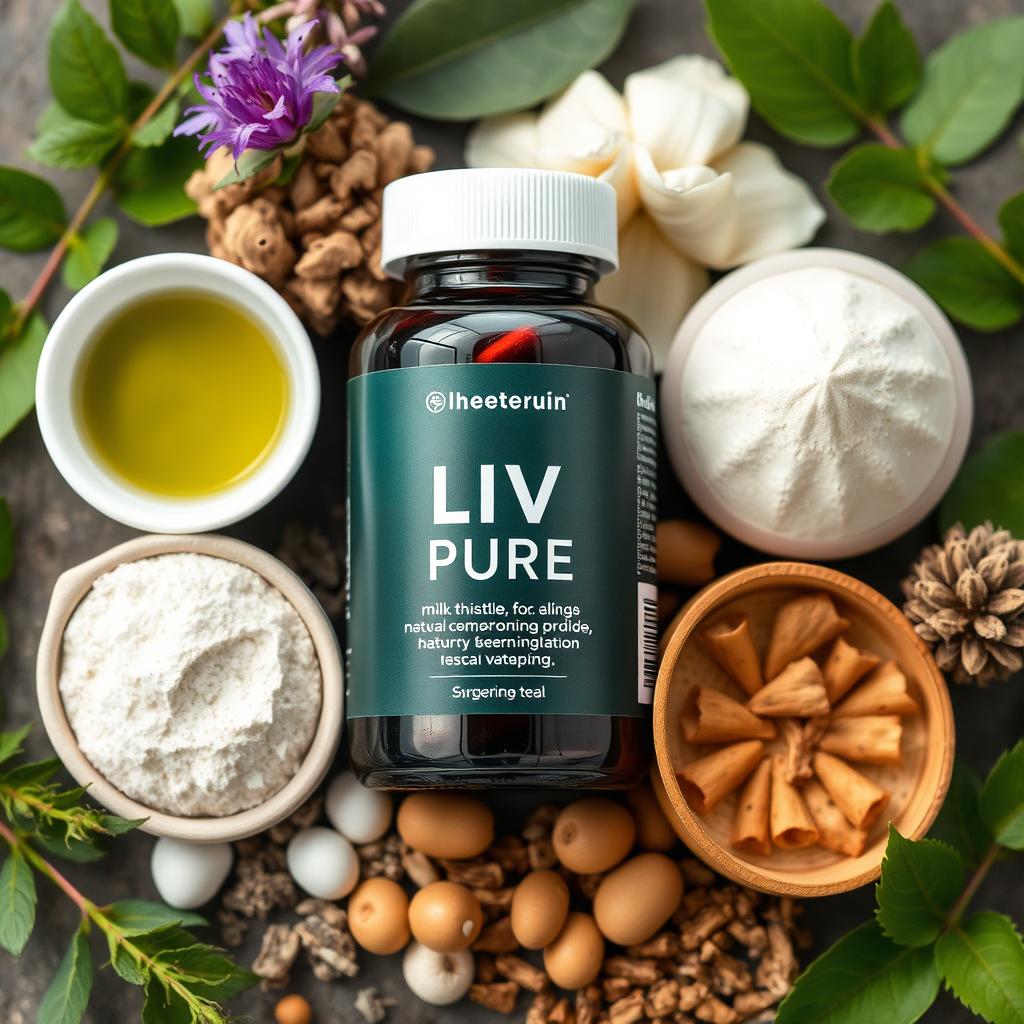 Natural ingredients in Liv Pure showing plant-based components