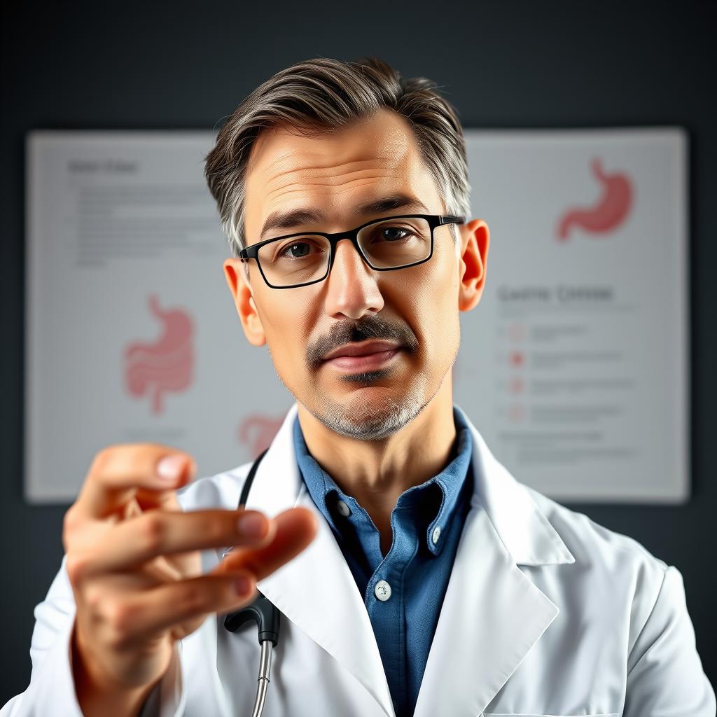Nutritionist or gastroenterologist explaining the gut-skin connection and how PrimeBiome works Nutritionist or gastroenterologist explaining the gut-skin connection and how PrimeBiome works
