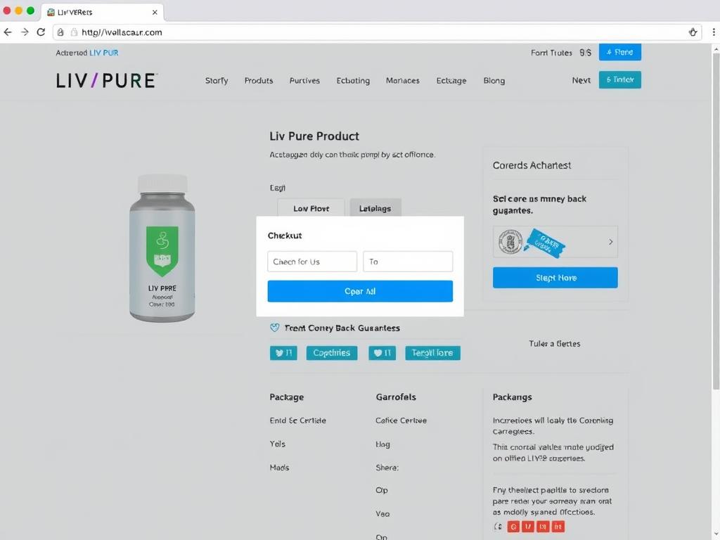 Official LIV PURE website showing secure checkout and guarantee Official LIV PURE website showing secure checkout and guarantee