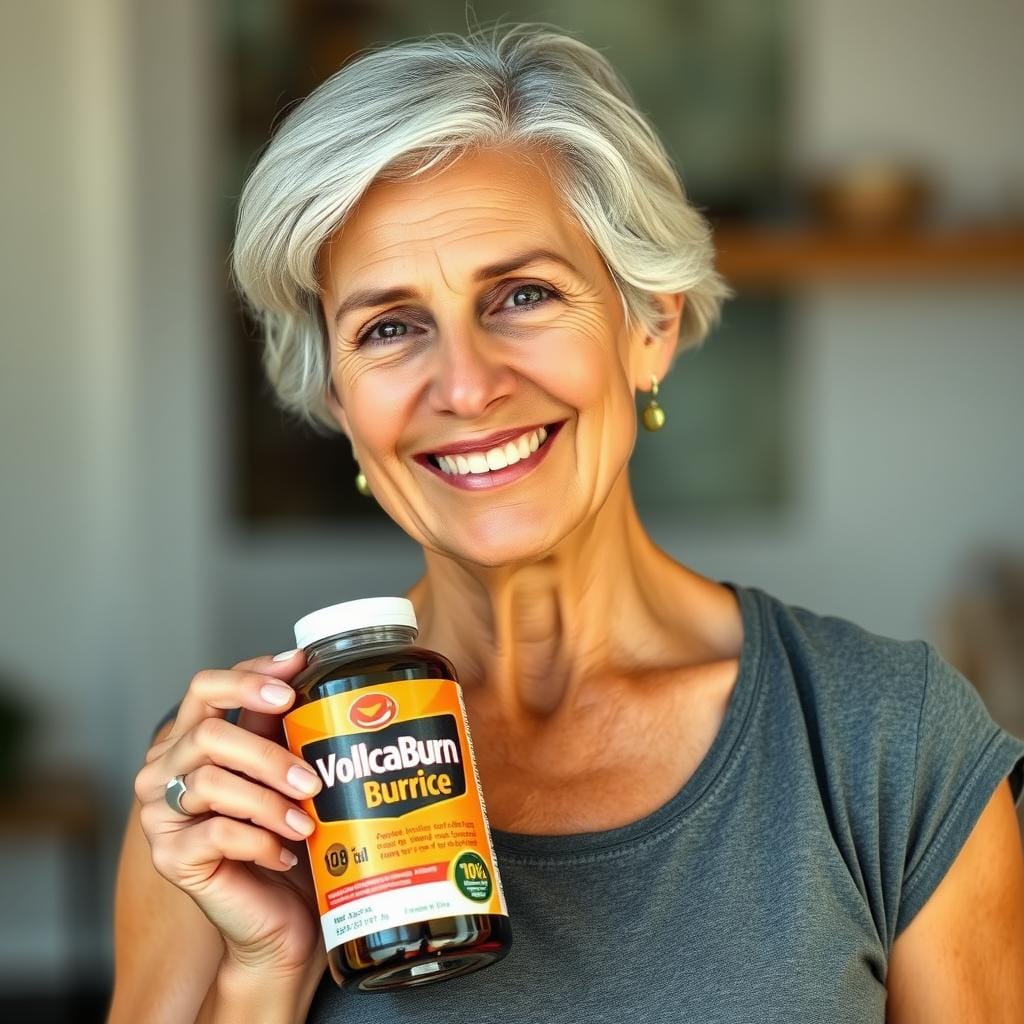 Older woman sharing her positive VolcaBurn experience