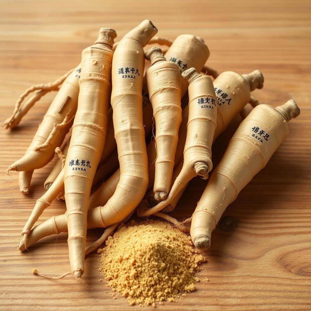 Panax ginseng root and powder