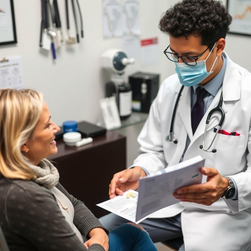 Person consulting with healthcare provider about supplements