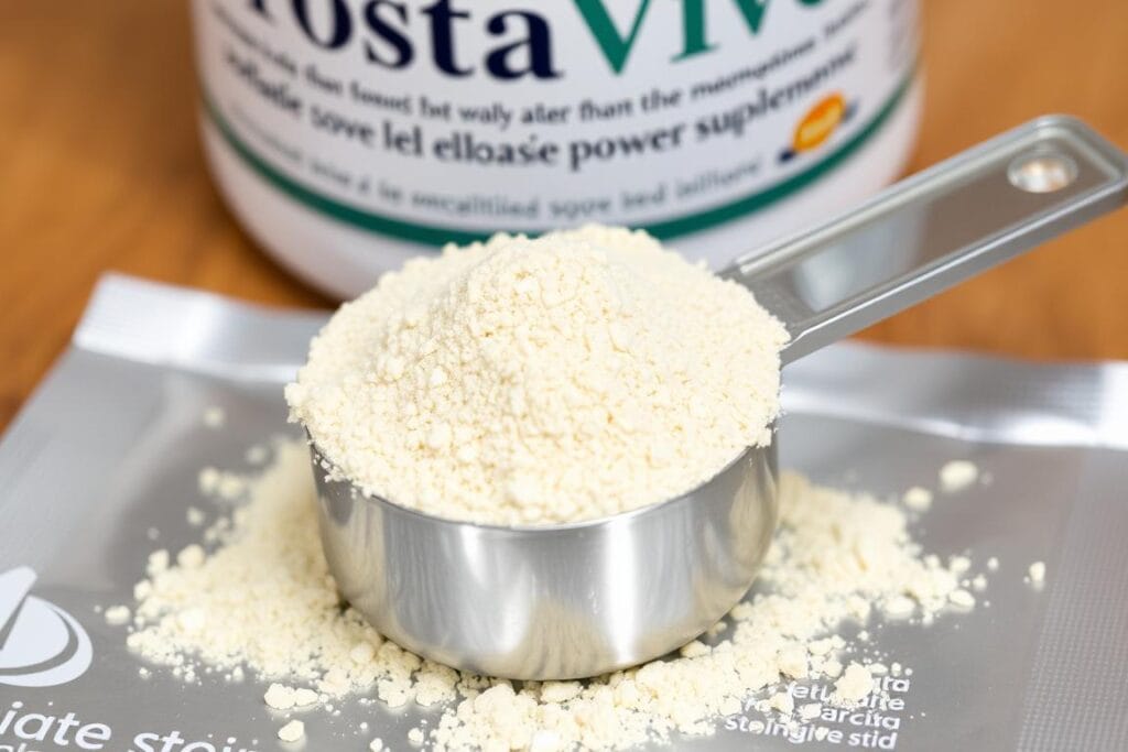 ProstaVive powder being measured with a scoop
