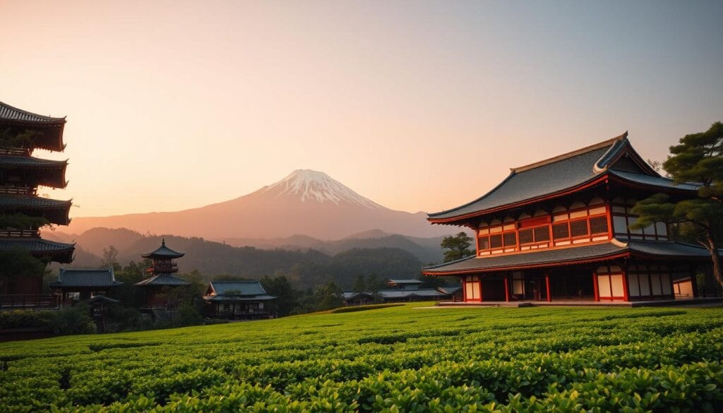 Scenic view of Nagano Prefecture in Japan with traditional elements
