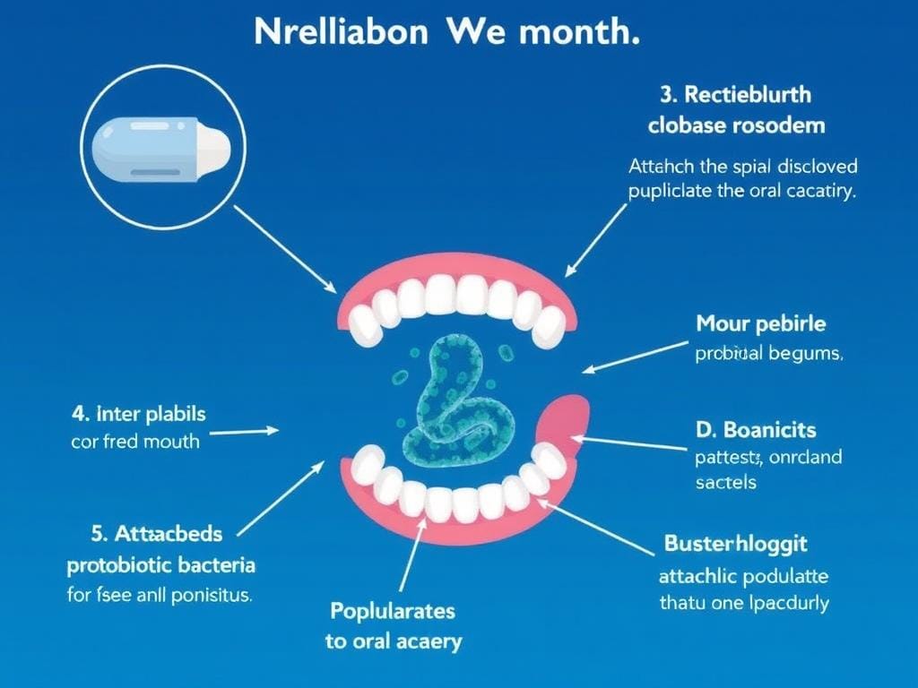 Scientific diagram showing how ProDentim works in the mouth