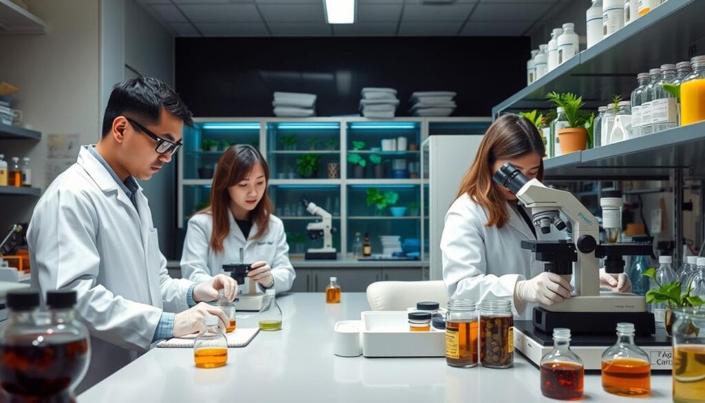 Scientific laboratory testing natural ingredients
