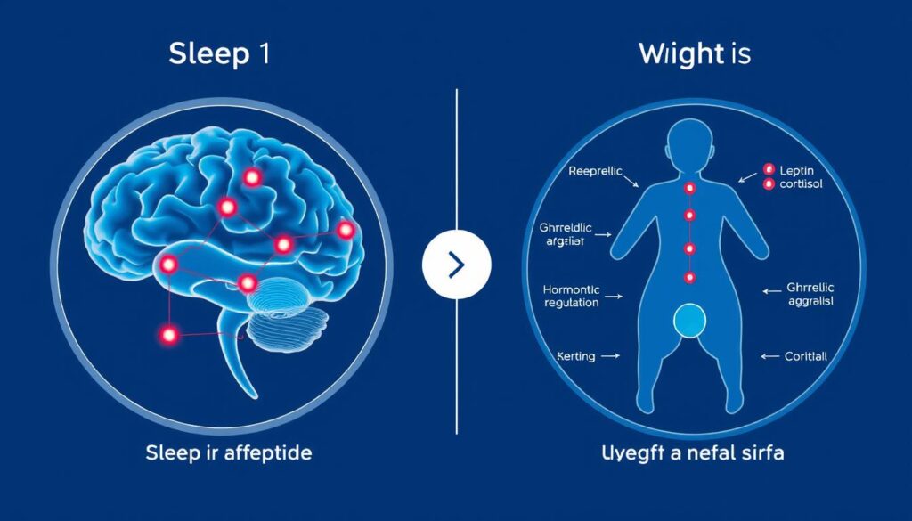 Scientific research visualization of sleep and weight loss connection Scientific research visualization of sleep and weight loss connection