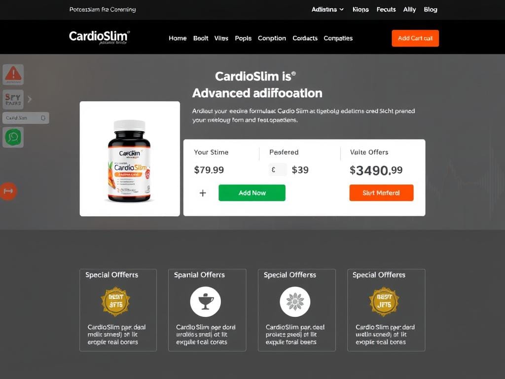Screenshot of official CardioSlim website purchase page Screenshot of official CardioSlim website purchase page