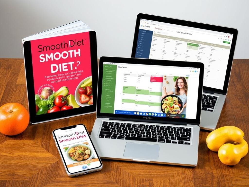 SmoothDiet digital materials displayed on tablet and smartphone screens