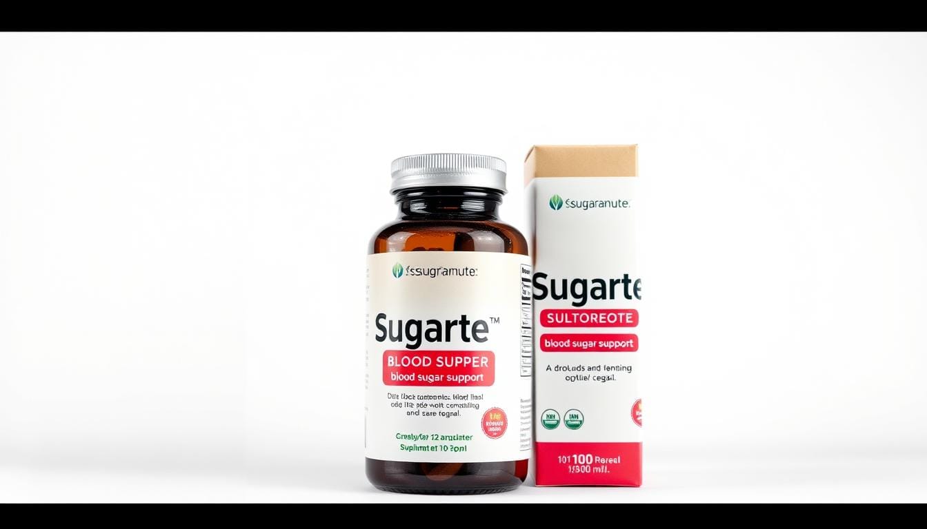 Sugarmute supplement bottle and packaging for blood sugar support