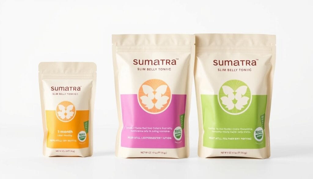 Sumatra Slim Belly Tonic packaging options showing different supply quantities Sumatra Slim Belly Tonic packaging options showing different supply quantities
