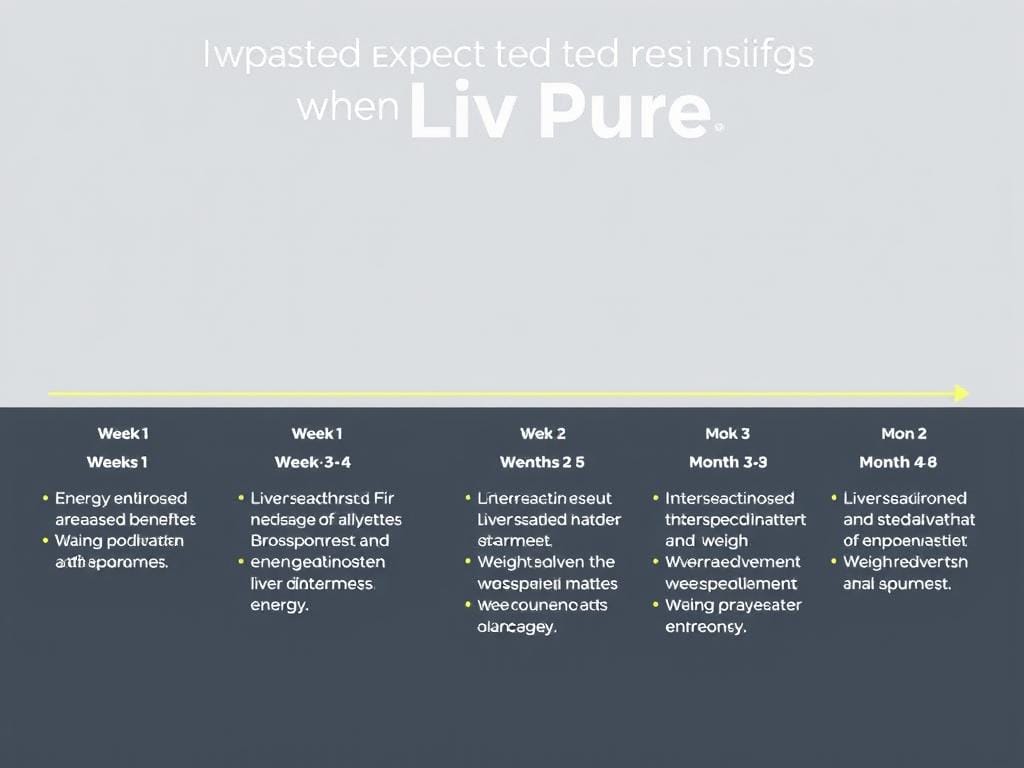 Timeline showing expected results from using Liv Pure