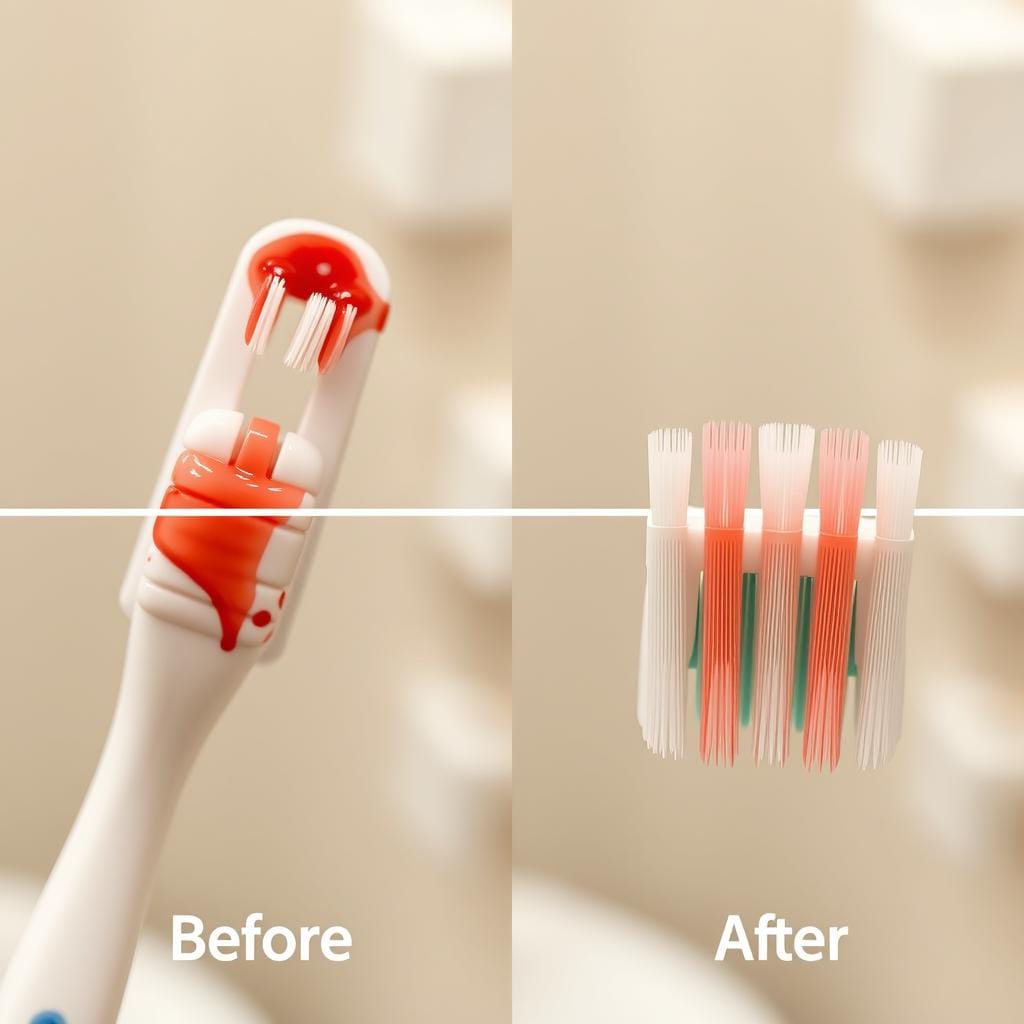 Toothbrush showing no blood after brushing with ProDentim use