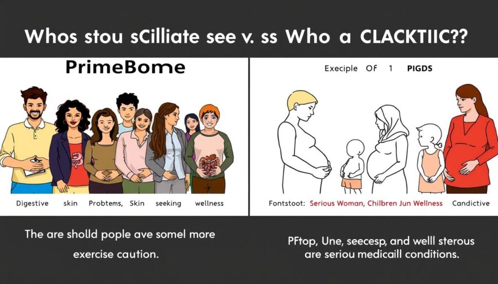 Visual guide showing ideal candidates for PrimeBiome and those who should exercise caution Visual guide showing ideal candidates for PrimeBiome and those who should exercise caution