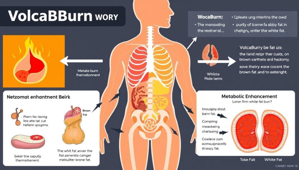 Visual representation of how VolcaBurn works in the body to burn fat