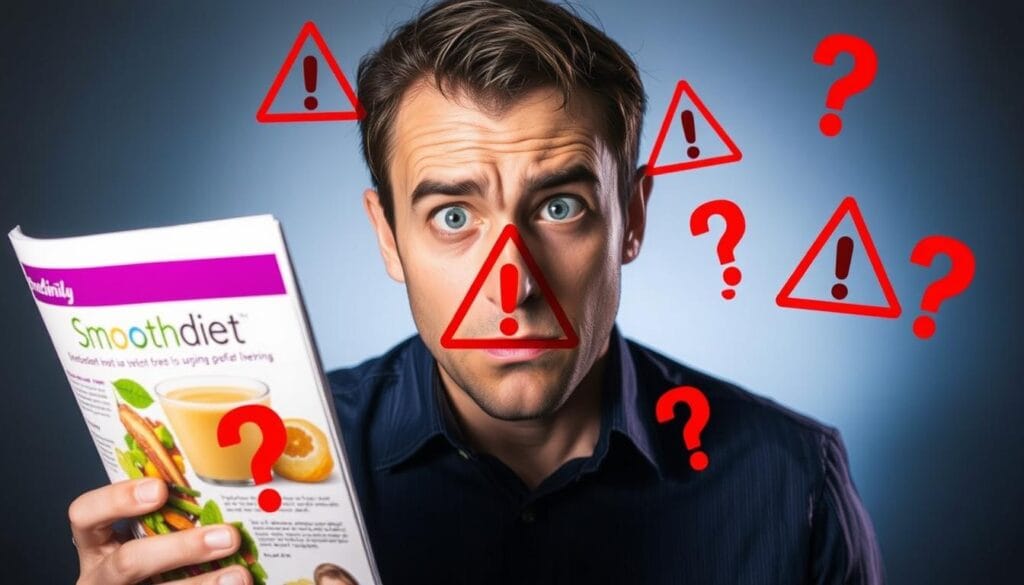 Warning signs and hidden aspects of the SmoothDiet program concept image