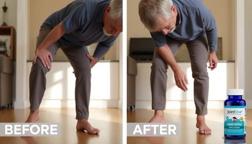 Before and after comparison showing improved joint mobility with JointVive