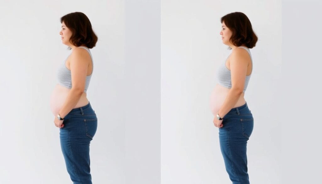 Before and after comparison showing realistic weight loss results from smoothie diet Before and after comparison showing realistic weight loss results from smoothie diet