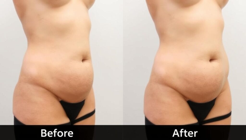 Before and after comparison showing reduction in stubborn belly fat with HepatoBurn natural liver detox Before and after comparison showing reduction in stubborn belly fat with HepatoBurn natural liver detox