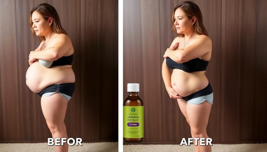 Before and after transformation showing metabolic improvement