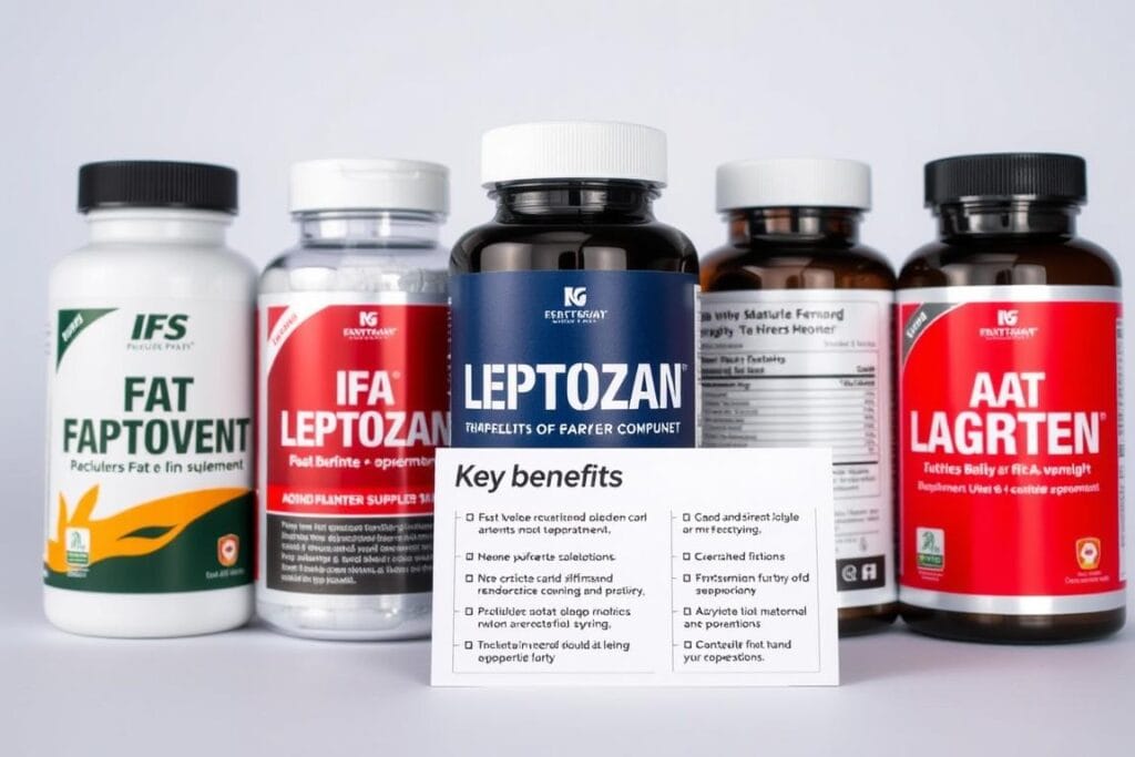 Comparison of Leptozan vs other fat burners showing different supplement bottles Comparison of Leptozan vs other fat burners showing different supplement bottles