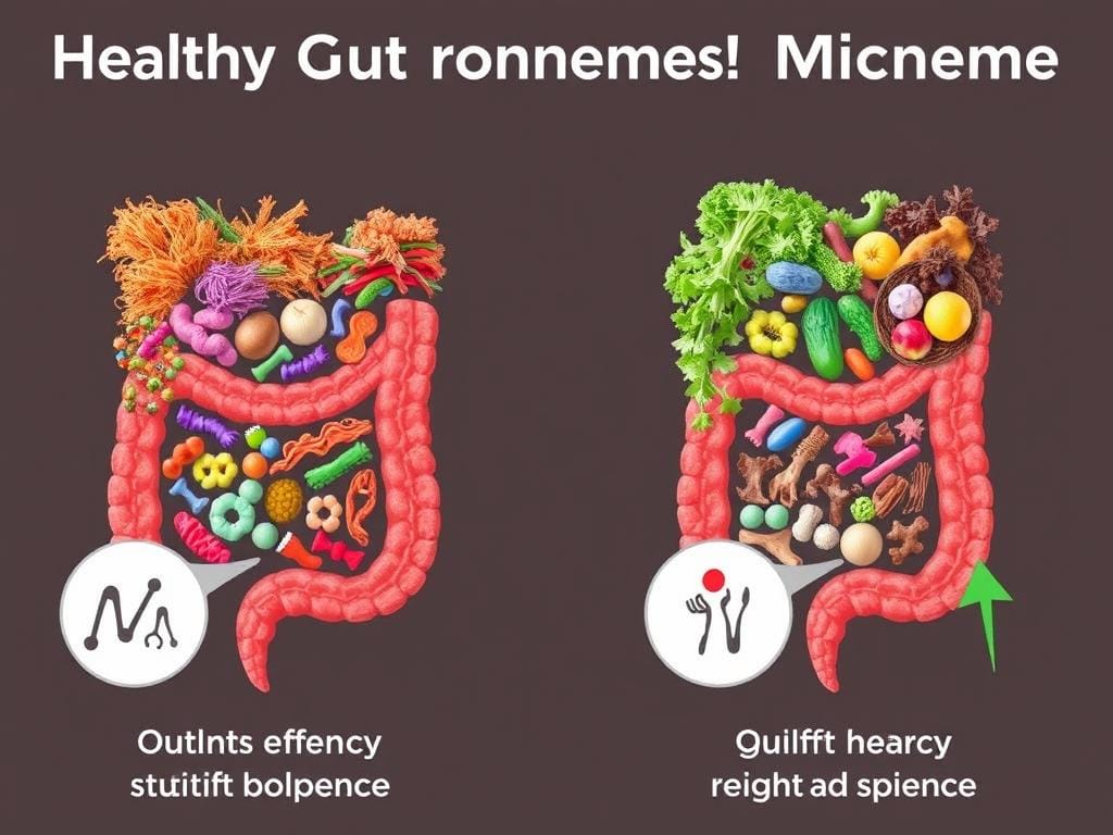 Comparison of healthy vs unhealthy gut microbiome affecting weight