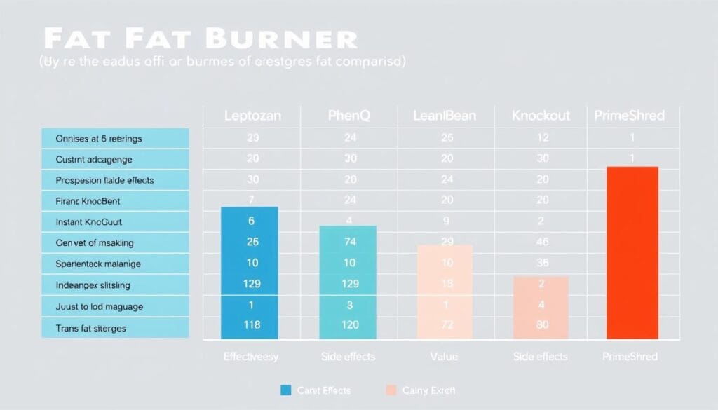 Graph comparing effectiveness and side effects of Leptozan vs other fat burners Graph comparing effectiveness and side effects of Leptozan vs other fat burners