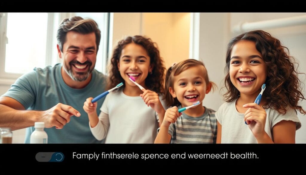 Happy family with healthy smiles representing the benefits of ProDentim