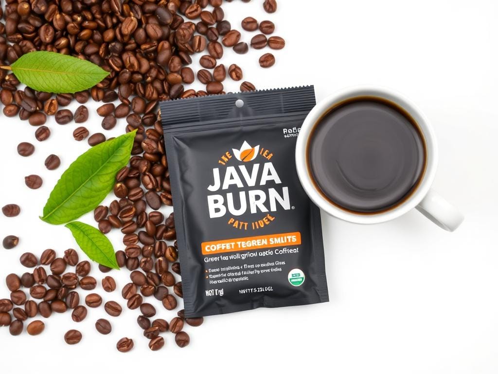 JavaBurn packet next to coffee ingredients JavaBurn packet next to coffee ingredients