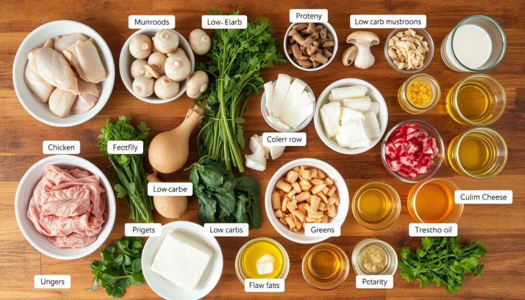 KetoSoup82 plan approved ingredients arranged on a table