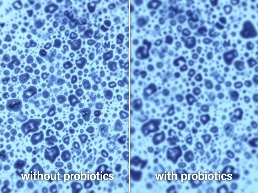 Microscopic comparison of plaque formation with and without probiotic treatment