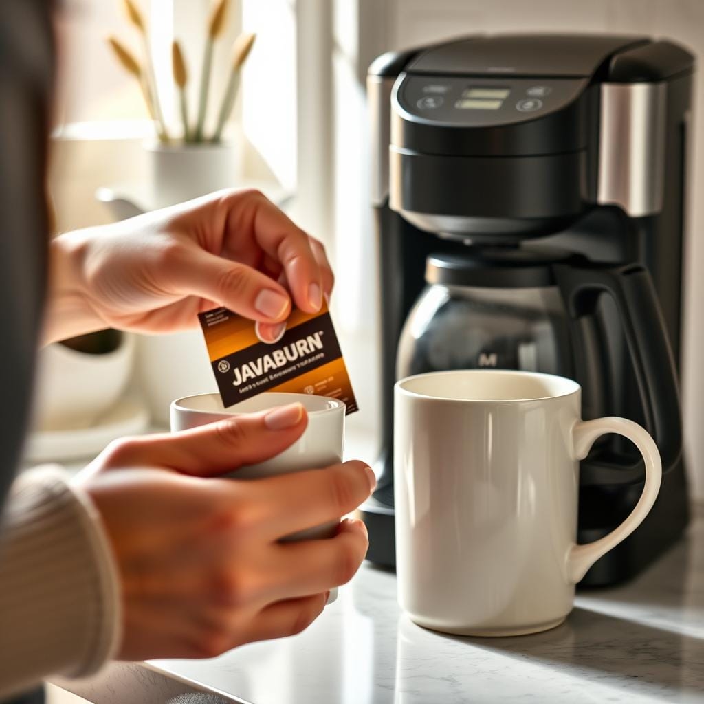 Morning coffee preparation with JavaBurn Morning coffee preparation with JavaBurn