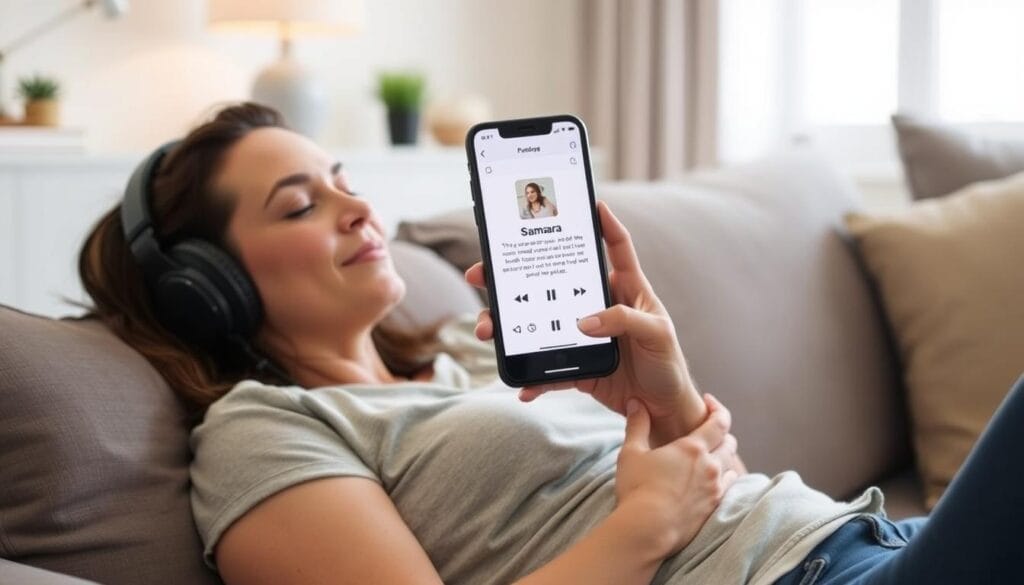 Person enjoying the free trial of Samsara weight-loss audio sessions Person enjoying the free trial of Samsara weight-loss audio sessions