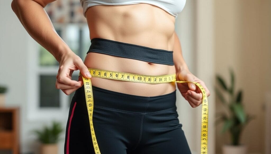 Person measuring waist after following KetoSoup82 plan