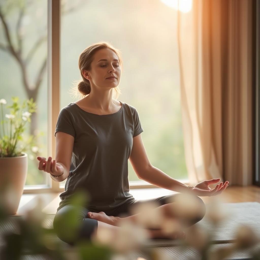 Person practicing relaxation techniques for stress management