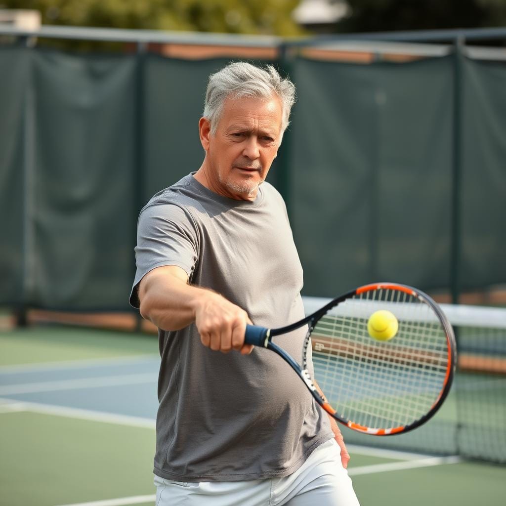 Robert, 58, playing tennis after using JointVive