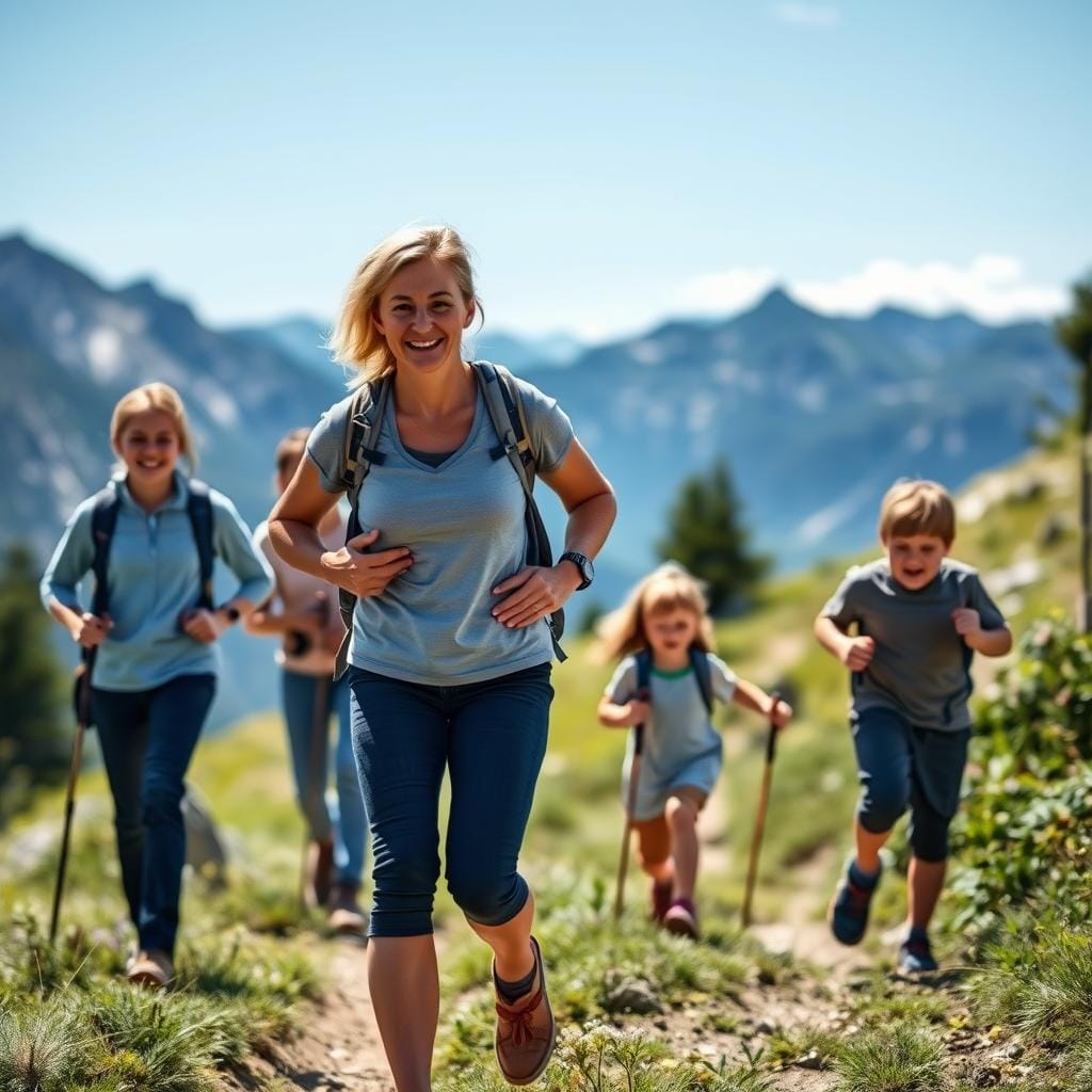 Sarah, 42, hiking with family after JointVive treatment