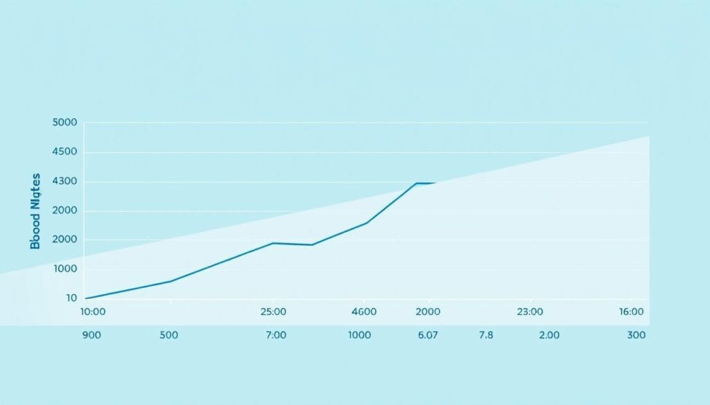 Scientific graph showing reduced blood sugar spikes after SugarMute supplementation compared to baseline readings