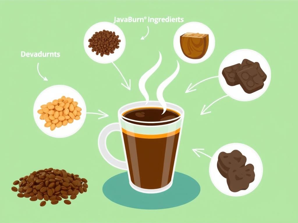 Scientific illustration of how JavaBurn works with coffee Scientific illustration of how JavaBurn works with coffee