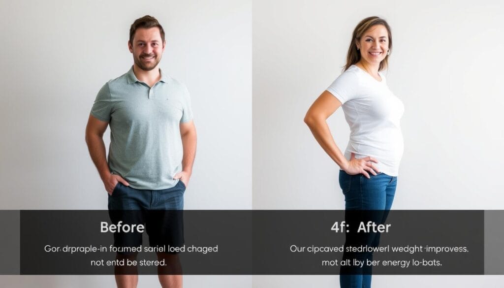 Before and after results from PrimeBiome users showing gut health and weight improvements Before and after results from PrimeBiome users showing gut health and weight improvements
