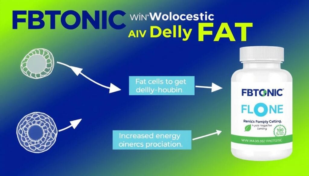 Diagram showing how FBTONIC works on belly fat at cellular level