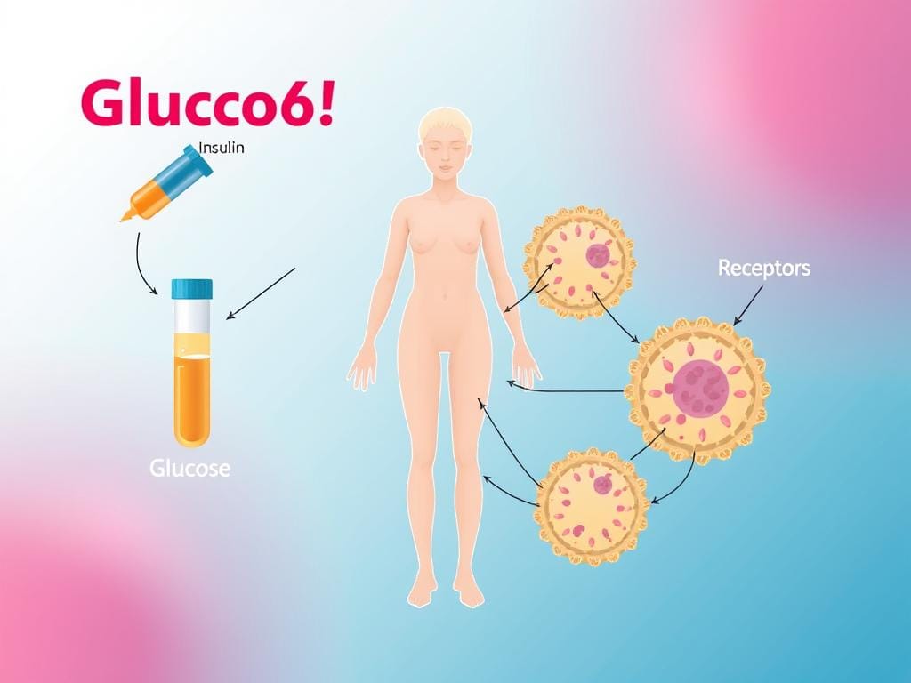 Diagram showing how Gluco6 blood sugar control supplement works in the body