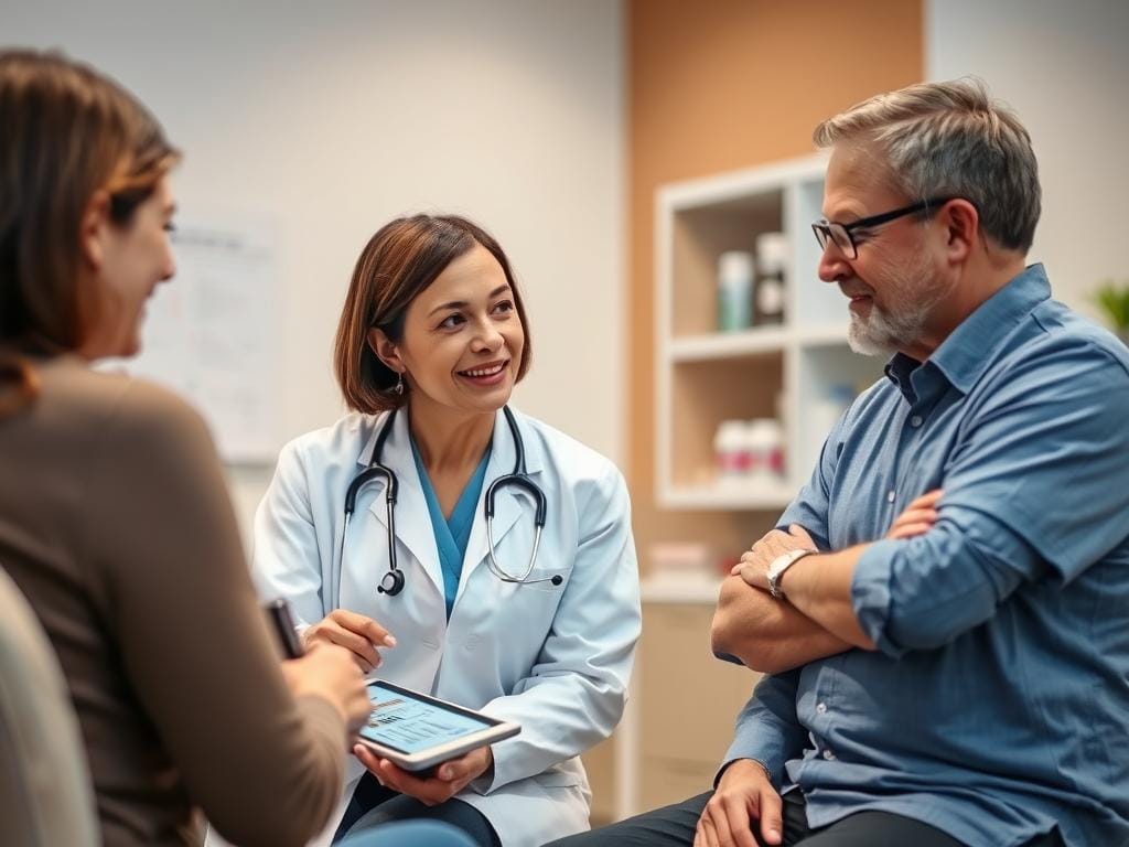 Doctor discussing Sumatra Slim Belly Tonic with patient