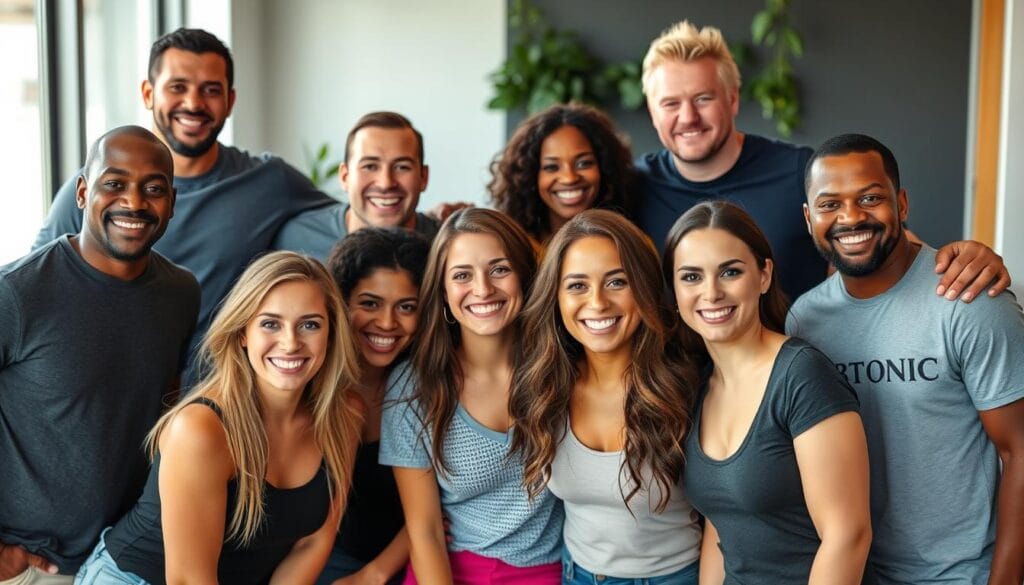 Happy FBTONIC customers showing their belly fat reduction results