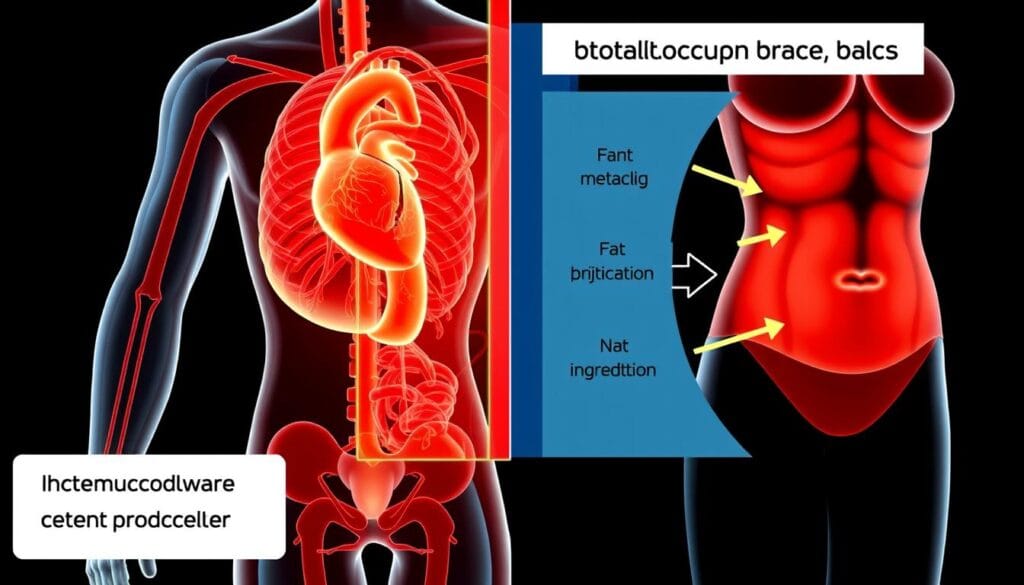 Illustration showing CardioSlim's dual mechanism of action for heart health and fat loss