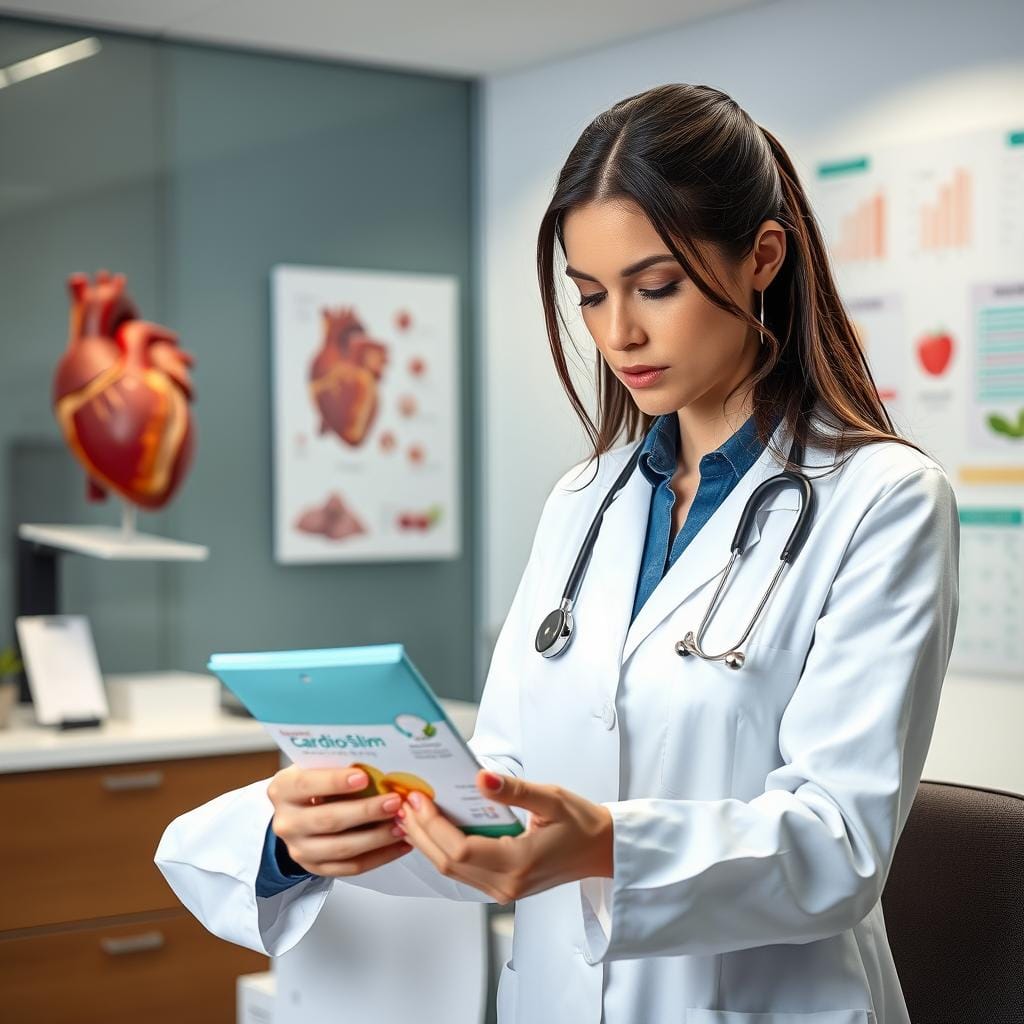 Medical expert analyzing CardioSlim fat loss heart health supplement