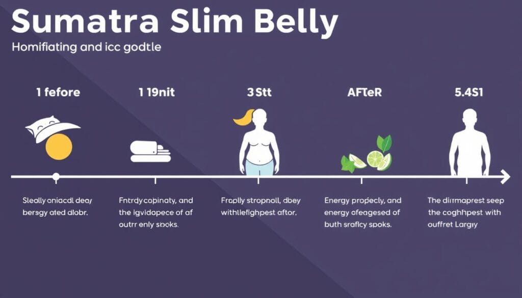 Timeline showing Sumatra Slim Belly Tonic results over months
